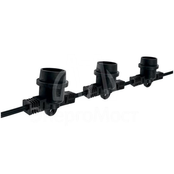 Гирлянда уличная Белт-лайт PBL-S40/L12+1.5 Black E27 IP65 (12м/40ламп/1.5м шнур) соединение в линию max750Вт (лампы в комплект не входят) JazzWay 5040564