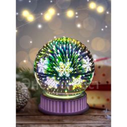 Светильник Шар ENGDS-15 с внутренней проекцией &amp;quot;Снежинки&amp;quot; 3хAAA IP20 Эра Б0051951