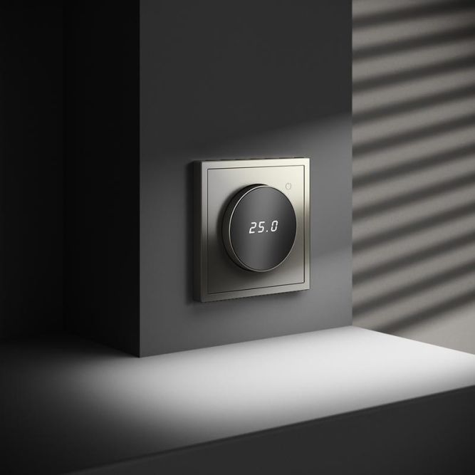 Терморегулятор электронный S70 с индикацией и датчиком для теплого пола механизм шелк Voltum VLS070104