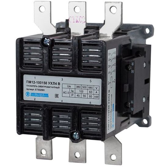 Пускатель магнитный ПМ 12-100150 УХЛ4 В 220В/50Гц 2з+2р 100А Электротехник ET502581