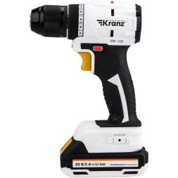 Дрель-шуруповерт аккумуляторная бесщеточная Li-Ion 20В 55Нм (кейс 2 аккум. 2А.ч) Kranz KR-PT-055