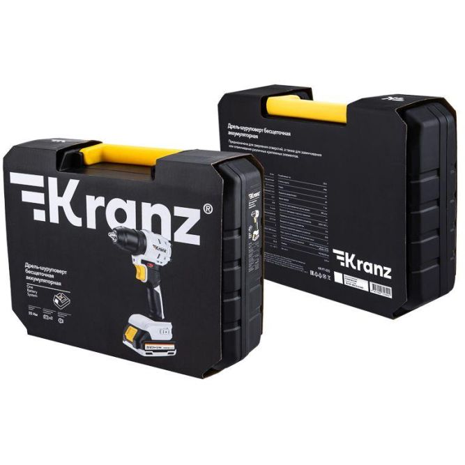 Дрель-шуруповерт аккумуляторная бесщеточная Li-Ion 20В 55Нм (кейс 2 аккум. 2А.ч) Kranz KR-PT-055