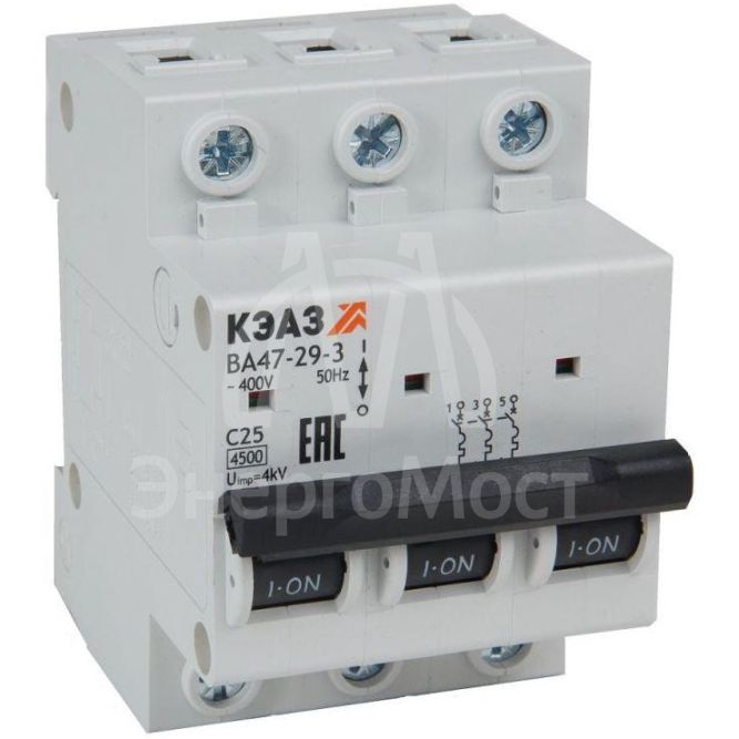 Выключатель автоматический модульный ВА47-29-3C16-УХЛ3 (4.5кА) КЭАЗ 318286