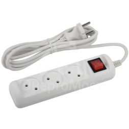 Удлинитель 3х1.5м без заземл. с выкл. 10А ПВС 2х1 U-3s-1.5m-2x1 ЭРА Б0044049