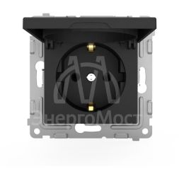 Розетка 1-м СП Pixel 16А IP20 с заземл. защ. шторки с крышкой механизм карбон TOKOV ELECTRIC TKE-PX-R1ZSW1-C14