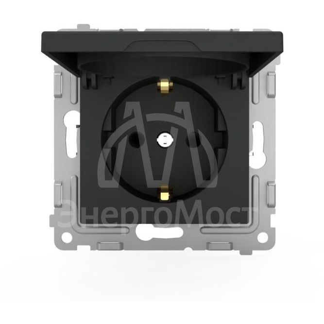 Розетка 1-м СП Pixel 16А IP20 с заземл. защ. шторки с крышкой механизм карбон TOKOV ELECTRIC TKE-PX-R1ZSW1-C14