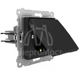 Розетка 1-м СП Pixel 16А IP20 с заземл. защ. шторки с крышкой механизм карбон TOKOV ELECTRIC TKE-PX-R1ZSW1-C14