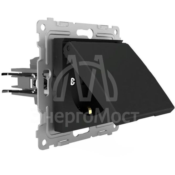 Розетка 1-м СП Pixel 16А IP20 с заземл. защ. шторки с крышкой механизм карбон TOKOV ELECTRIC TKE-PX-R1ZSW1-C14