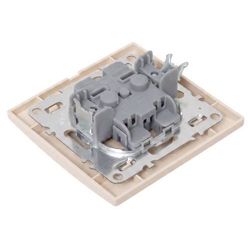 Розетка 1-м СП Минск 10А IP20 без заземл. защ. шторки беж. EKF ERR10-022-200