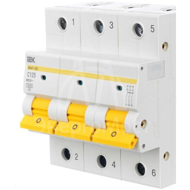Выключатель автоматический модульный 3п C 125А 15кА ВА47-150 IEK MVA50-3-125-C