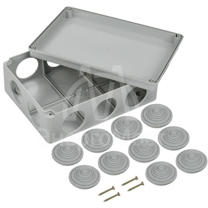 Коробка распаячная ОП 190х140х70 IP55 КМ41244 RAL7035 (10 гермовводов) IEK UKO11-190-140-070-K41-55