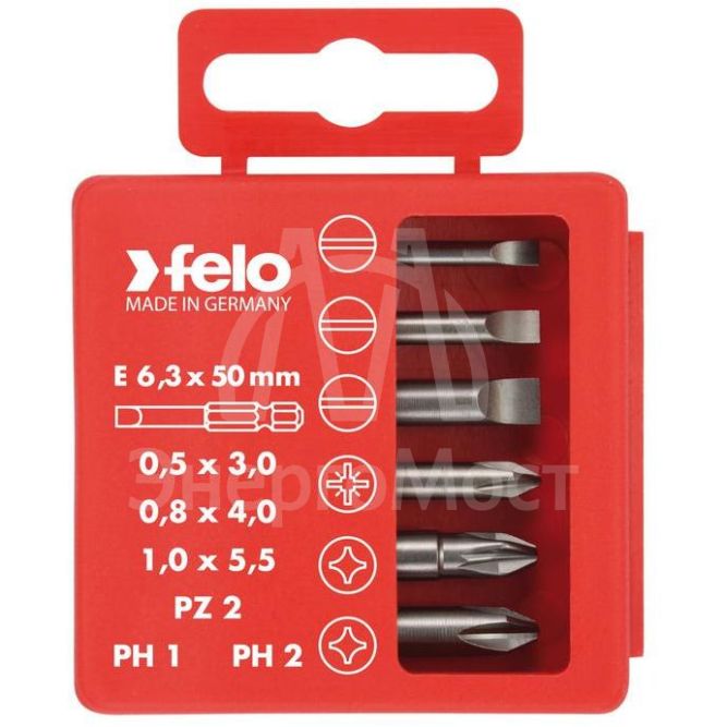 Набор бит SL/PZ/PH Industrial 50мм в кейсе 6 бит FELO 03092516