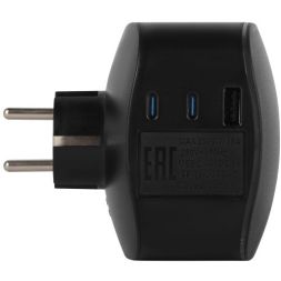 Разветвитель 3-м SP-3e-3USBAC-B + 3 USB A+C с заземл. со шторками 16А черн. Эра Б0069082