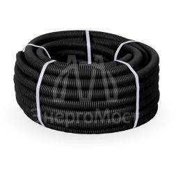 Труба гофрированная ПНД d25мм с протяжкой безгалоген. (HF) черн. (уп.50м) Строитель PR.022551