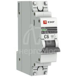 Выключатель автоматический модульный 1п C 6А 6кА ВА 47-63 DC PROxima EKF mcb4763-DC-1-06C-pro