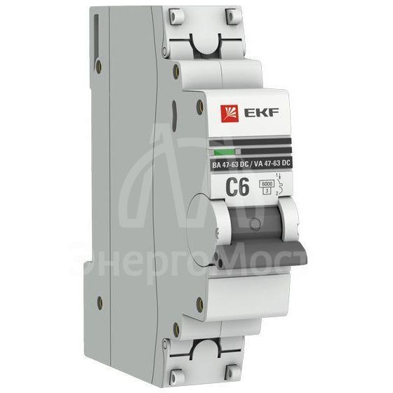 Выключатель автоматический модульный 1п C 6А 6кА ВА 47-63 DC PROxima EKF mcb4763-DC-1-06C-pro