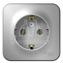 Розетка 1-м ОП Blanca 16А IP20 250В с заземл. без защ. шторок алюм. SchE BLNRA010103