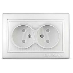 Розетка 2-м СП Севиль 16А IP22 защ. шторки без заземл. бел. Universal С0048