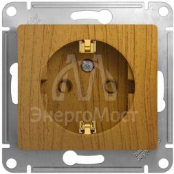 Механизм розетки 1-м СП Glossa 16А защ. шторки с заземл. дер. дуб SchE GSL000545