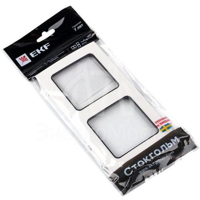 Рамка 2-м Стокгольм бел. с линией цвета черн. PROxima EKF EXM-G-305-10