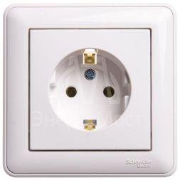 Розетка 1-м W59 16А без защ. шторок с заземл. бел. SchE RS16-154-18