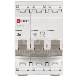 Выключатель автоматический 3п D 6А 4.5кА ВА 47-63N PROxima EKF M634306D