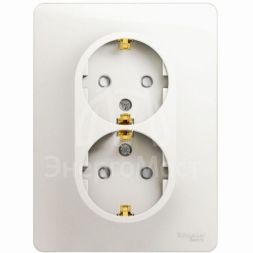 Розетка 2-м Glossa 16А защ. шторки с заземл. в сборе перламутр SchE GSL000626