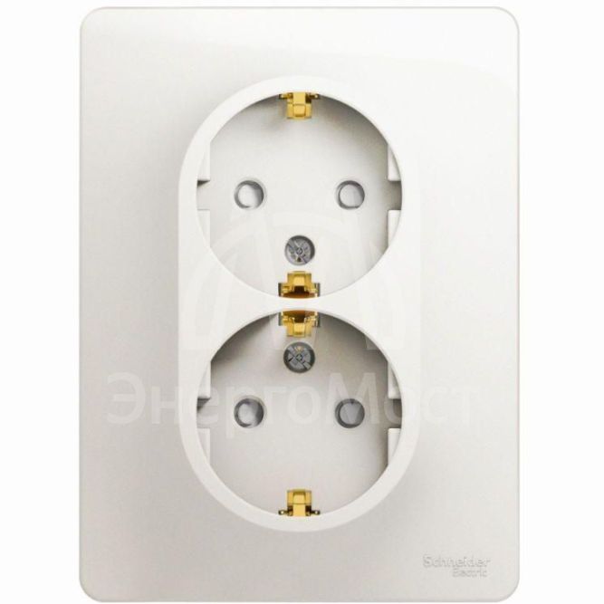 Розетка 2-м Glossa 16А защ. шторки с заземл. в сборе перламутр SchE GSL000626
