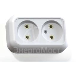 Розетка 2-м ОП Валентина 10А IP20 РА10-382 бел. Кунцево 5416