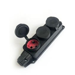 Колодка удлинителя 3-м 16А IP44 с заземл. каучук черн. КОСМОС KKsm-3g-Z-IP(B)16A