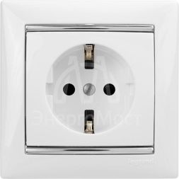 Механизм розетки 1-м СП Valena с заземл. бел. Leg 774420