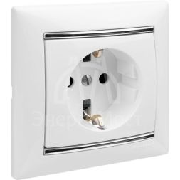 Механизм розетки 1-м СП Valena с заземл. бел. Leg 774420