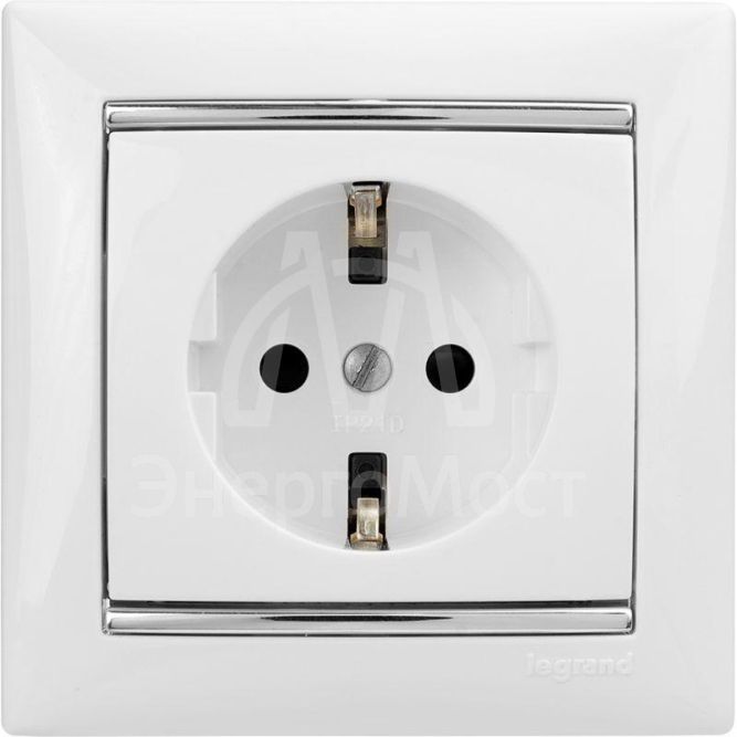 Механизм розетки 1-м СП Valena с заземл. бел. Leg 774420