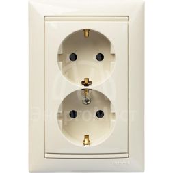 Розетка 2-м СП Valena защ. шторки в сборе с заземл. сл. кость Leg 774371