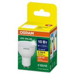 Лампа светодиодная LED G4 Value LVPAR16100 10W/927 CRI95 10Вт 2700К 1000лм рефлектор матов. GU10 170-250В OSRAM 4058075581722