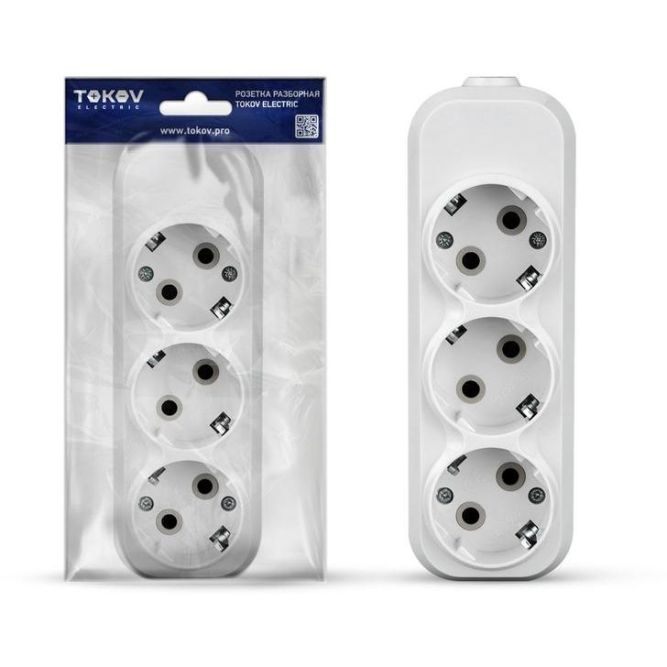 Колодка удлинителя 3-м 16А с заземл. АБС-пластик бел. TOKOV ELECTRIC TKE-C01-KU3-Z