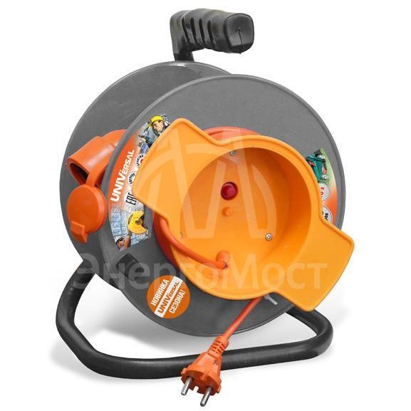 Удлинитель на катушке 1х30м без заземл. 10А IP44 У10-028 термо ПВС 2х0.75 вын. роз. UNIVersal 9633262