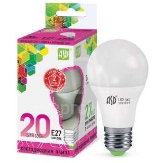 Лампа светодиодная LED-A60-standard 20Вт грушевидная 230В E27 6500К 1800лм ASD 4690612014210