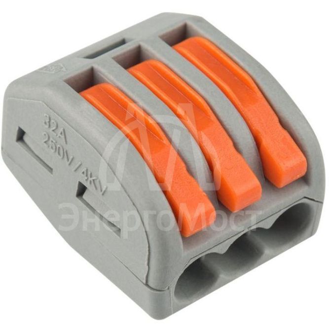 Клемма универсальная многоразовая 3-проводная 0.08-2.5(4)кв.мм (уп.50шт) Rexant 07-5253-4