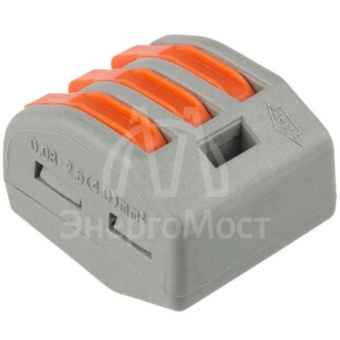 Клемма универсальная многоразовая 3-проводная 0.08-2.5(4)кв.мм (уп.50шт) Rexant 07-5253-4