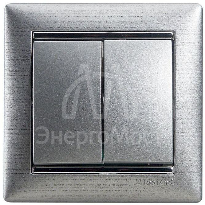 Механизм выключателя 2-кл. СП Valena 10А IP31 250В алюм. Leg 770105