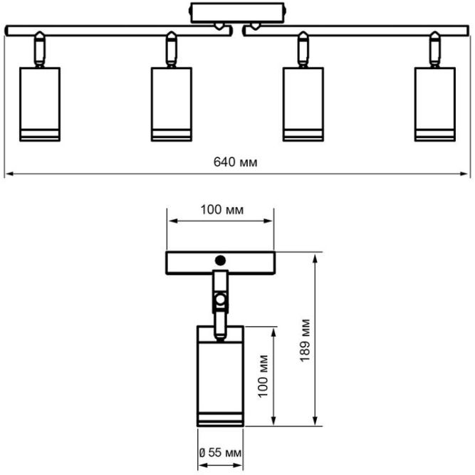 Светильник PCL-0204 4xGU10 IP20 230В BL настен./потолочн. декор. под лампу JazzWay 5066502