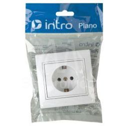 Розетка 1-м СП Plano 1-202-01 16А IP20 250В 2P+E Schuko бел. Intro Б0053874
