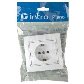 Розетка 1-м СП Plano 1-202-01 16А IP20 250В 2P+E Schuko бел. Intro Б0053874