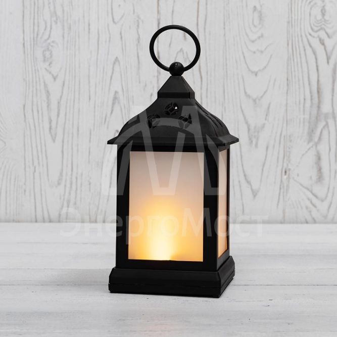 Фонарь декоративный 11х11х22.5см тепл. бел. с эффектом пламени свечи корпус черн. Neon-Night 513-066