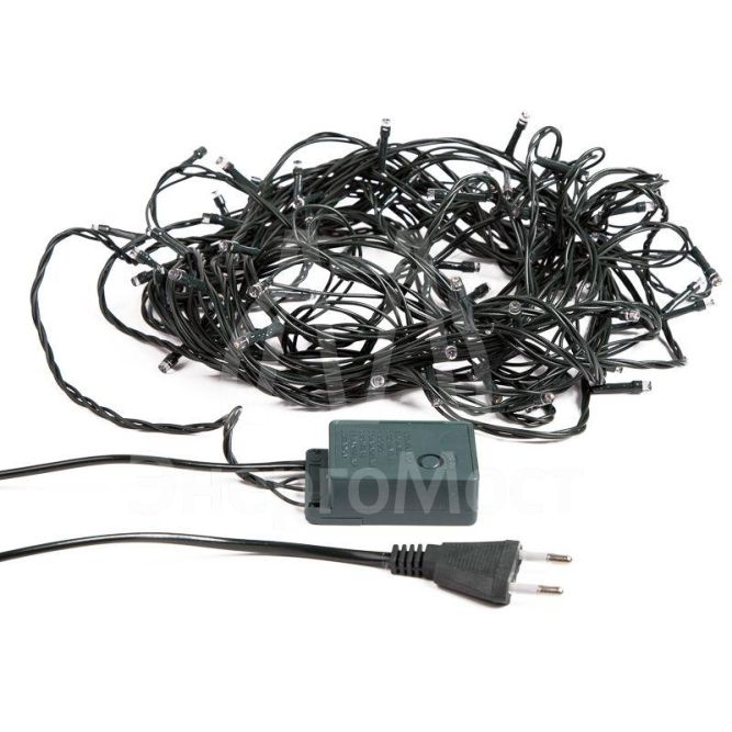 Гирлянда &amp;quot;ТВИНКЛ ЛАЙТ LED&amp;quot; (с контроллером 8 режимов) 10м 80LED 7Вт 220В IP20 бел. NEON-NIGHT 303-045