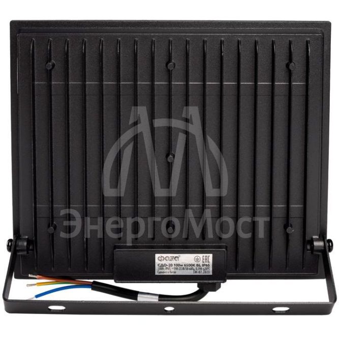 Прожектор светодиодный СДО-20 100Вт 6500К IP65 230В BL прозр. закаленное стекло ФАZА 5047341