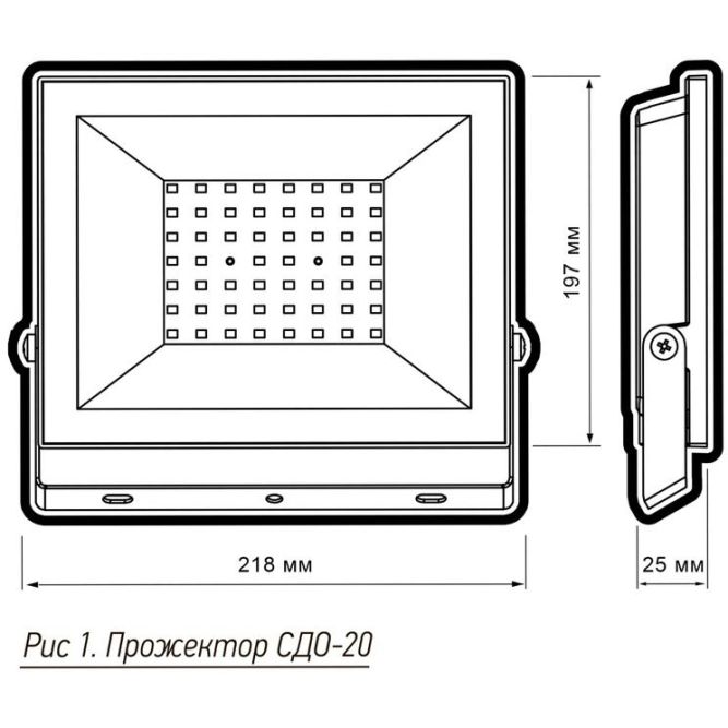 Прожектор светодиодный СДО-20 100Вт 6500К IP65 230В BL прозр. закаленное стекло ФАZА 5047341