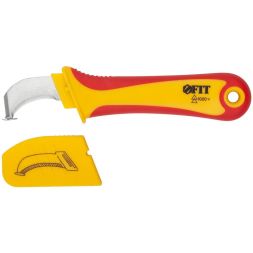 Нож изолированный 1000 В с пяткой нерж.сталь 170мм лезвие 37мм прорезин.ручка FIT 10604