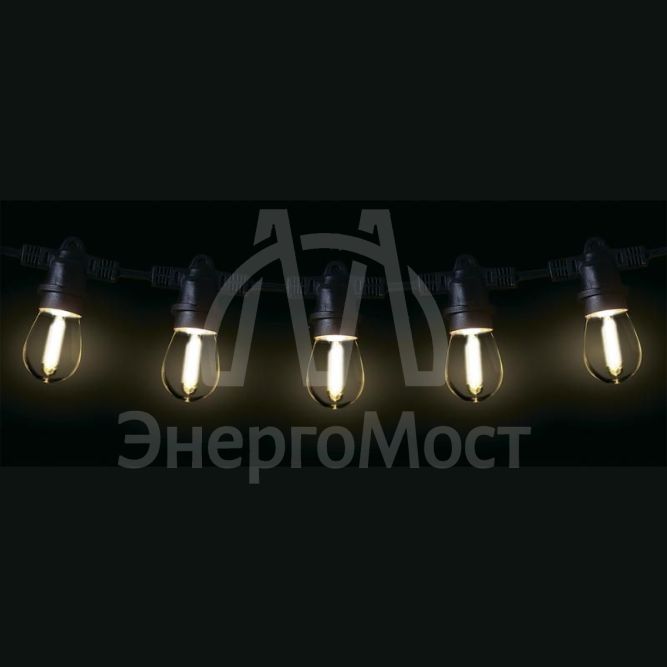 Гирлянда уличная Белт-лайт PBL-S60/L18+1.5 Black E27 IP65 (18м/60ламп/1.5м шнур) соединение в линию max750Вт (лампы в комплект не входят) JazzWay 5040588